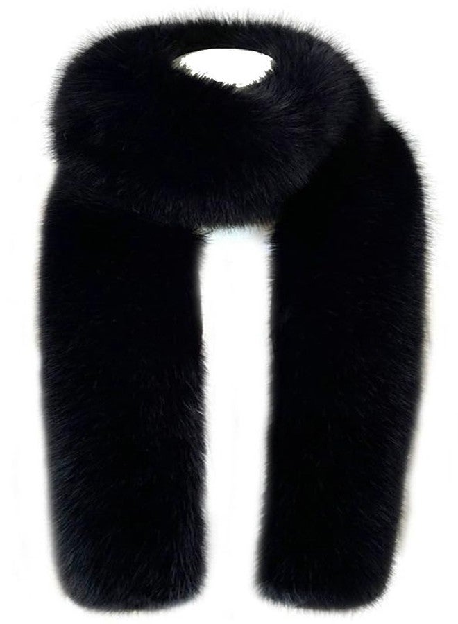 EMGILL Fluffy Faux Fox Fur Shawl Womens Wedding Halloween 1920s Party Stole Shrug Neck Warmer Collar Winter Fur Scarf Shawl - Image 1